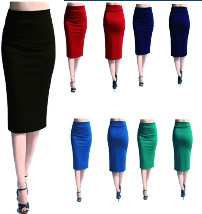 

free shippng 5 colors solid Pencil Skirt Wiggle Retro Rockabilly Vintage Pin Up 1950's New! size S-2XL