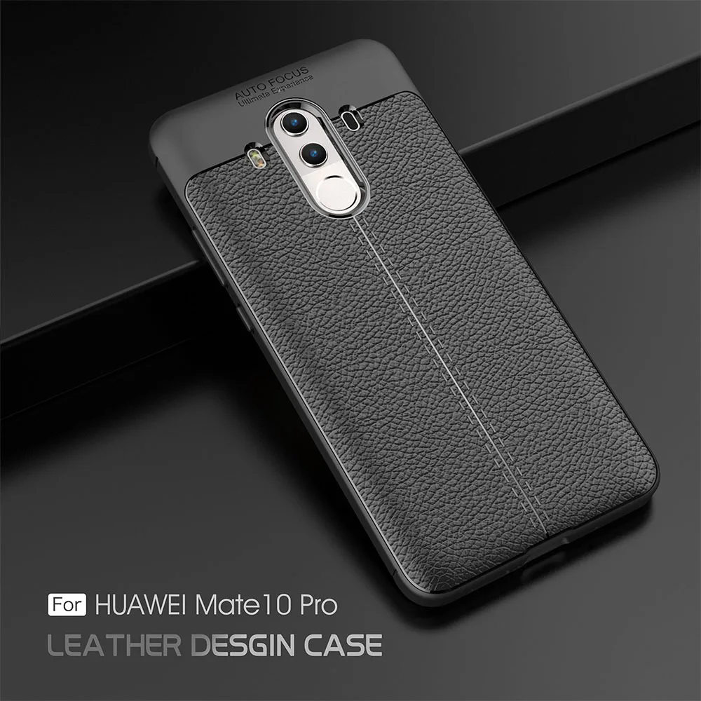 TPU Case For Huawei Mate 10 pro Lychee Pattern Anti-knock Leather Soft Phone for mate 10Pro Back Cover |