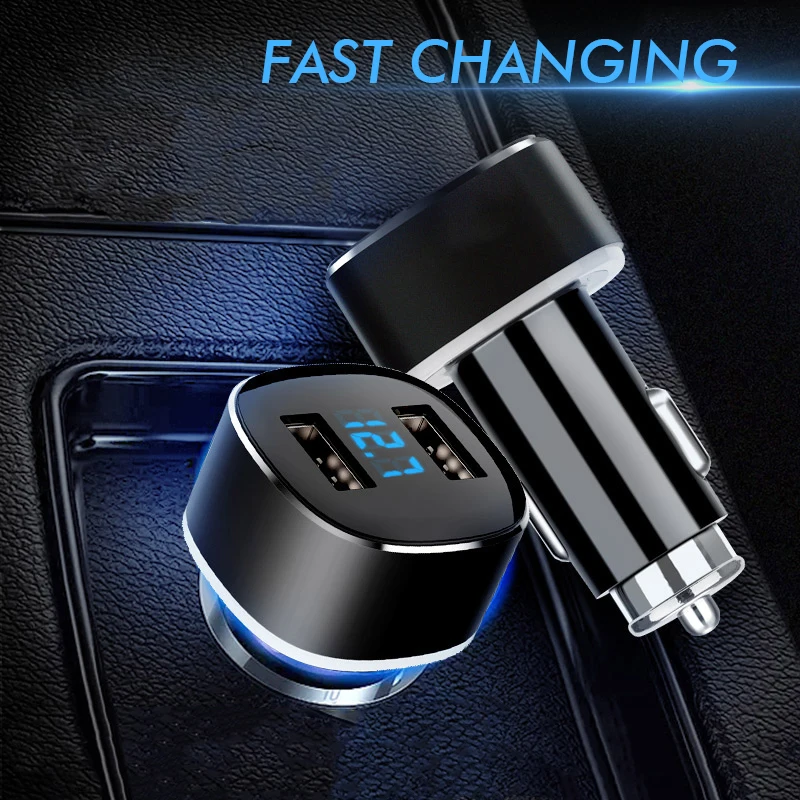 Автомобильное зарядное устройство для телефона 5 V 2.4A Dual USB s с светодиодный