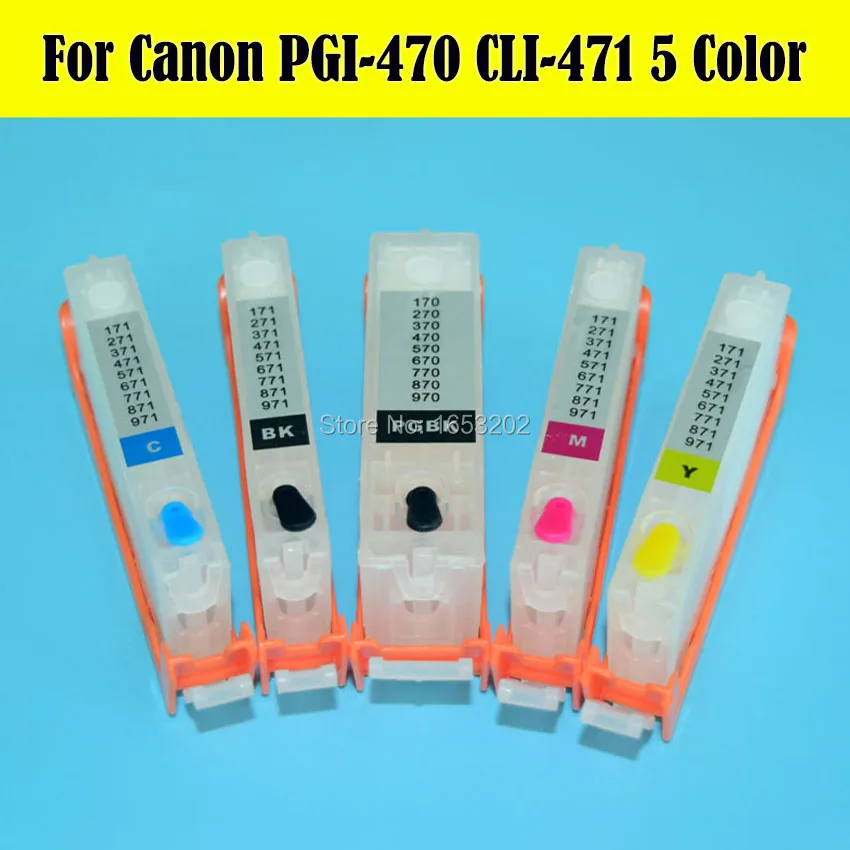 

Middle East!! 5 Color Refill Ink Cartridge PGI-470 CLI-471 For Canon PIXMA MG6840 MG5740 Printer With ARC Chip
