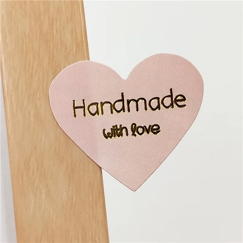 100 шт "Hand made with Love" крафт-бумага Золотое Тиснение печать наклейки s для изделий ручной работы DIY хлебобулочная маркировочная клейкая этикетка