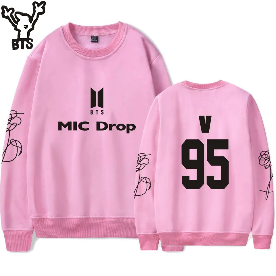 BTS Love Yourself Мужской розовый свитер спортивный костюм свободные свитер с капюшоном Bangtan обувь для мальчиков корейский для мужчин
