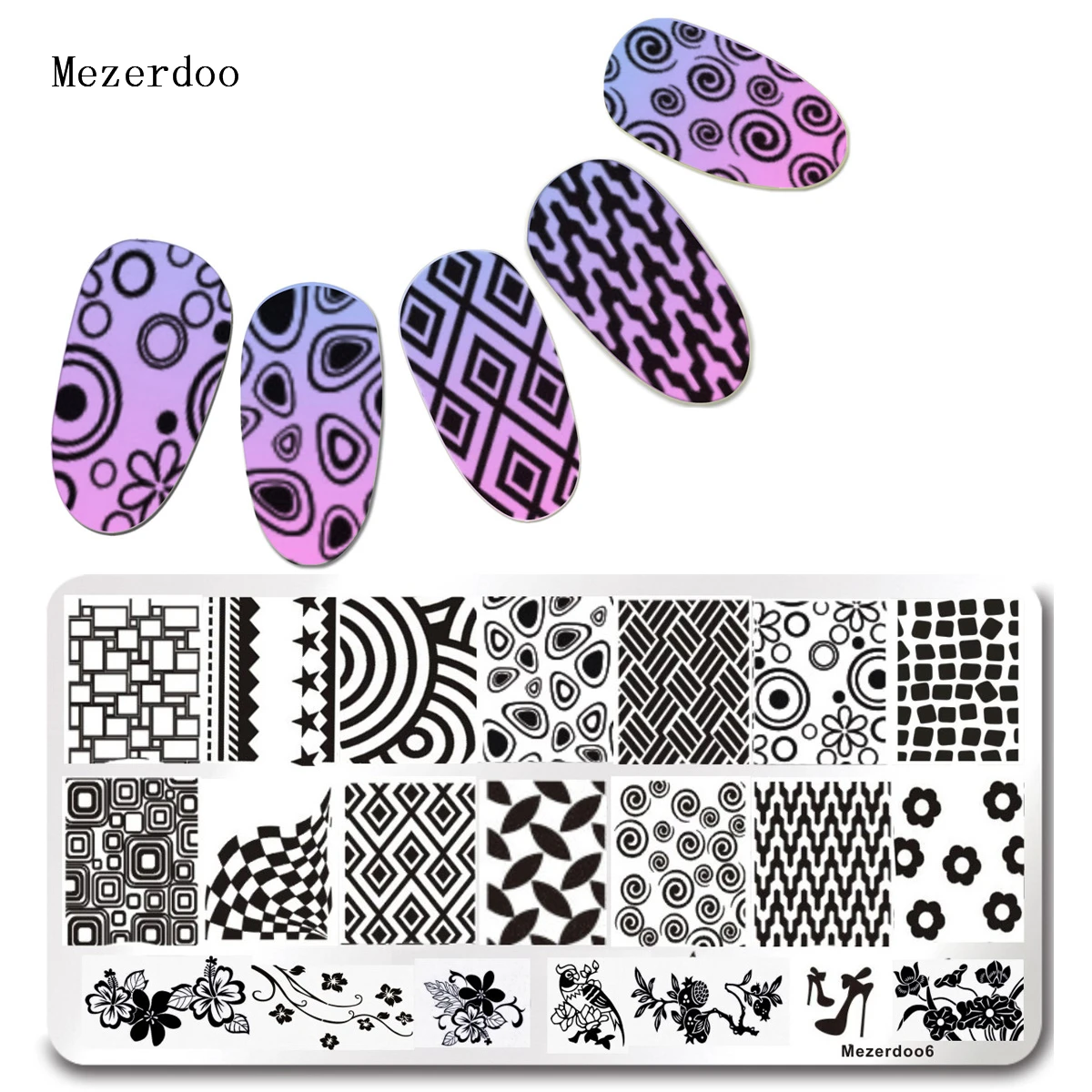 

1Pcs Steel Nail Stamping Plates Circle Fingerprint Design Tools Nail Art DIY Accessories Foils Beauty Star Pattern Mezerdoo6