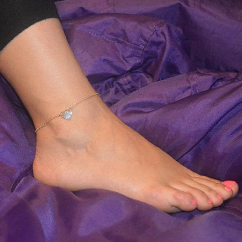 Сердце серебро/золото ножной браслет с цепочкой босиком сандалии, вязанные крючком бижутерия для ног ножные браслеты на ноге ботильоны Браслеты для Для женщин ножная цепочка