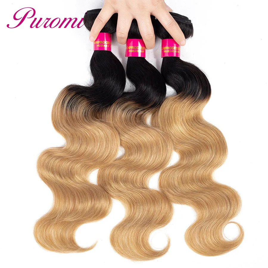 Extensiones de Cabello Puromi paquetes de cabello indio Ombre onda del cuerpo cabello humano 3 paquetes 1 b/27 Remy de dos tonos la armadura del pelo Extensiones de Cabello Puromi paquetes de cabello indio Ombre onda del cuerpo cabello humano 3 paquetes 1 b/27 Remy de dos tonos la armadura del pelo