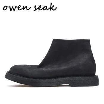 

Owen Seak Men Casual Shoes Luxury Trainers Genuine Leather Zip Men Sneakers Adult Spring Basic Brand Flats Black Shoes
