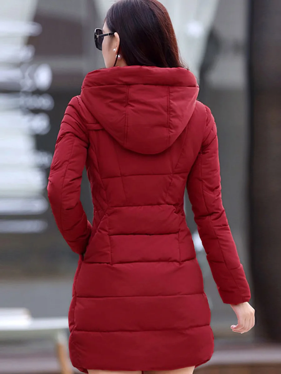 Женское повседневное пальто, зима, карнавал, черное, простое, с капюшоном, плиссированное, с длинными рукавами бордового цвета, на пуговицах, с карманами, приталенное, 2xl, женское модное пальто