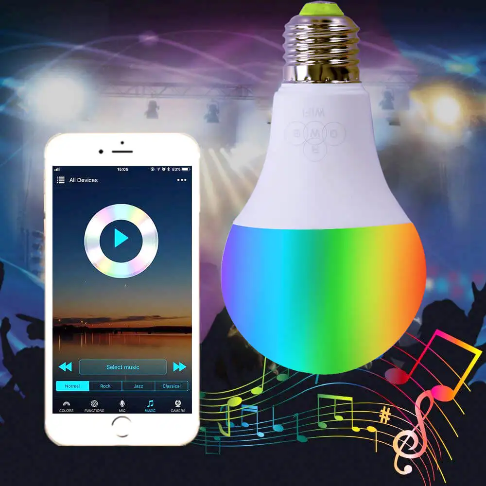 Умная E27 лампа с регулируемой яркостью музыка RGBW смартфон приложение Vioce