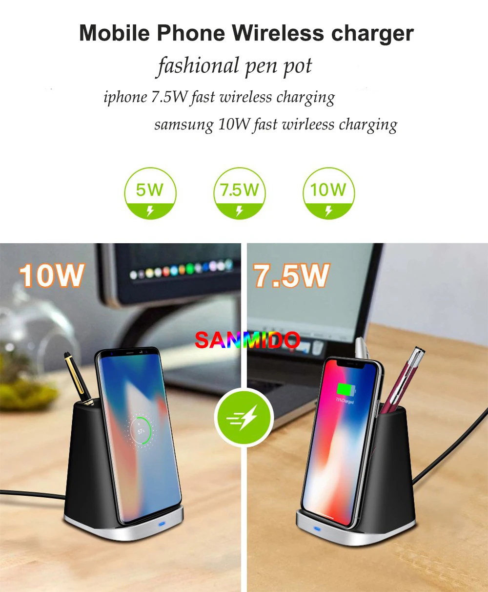 phone wireless charger chargng stand qi fast charger pen pot 
