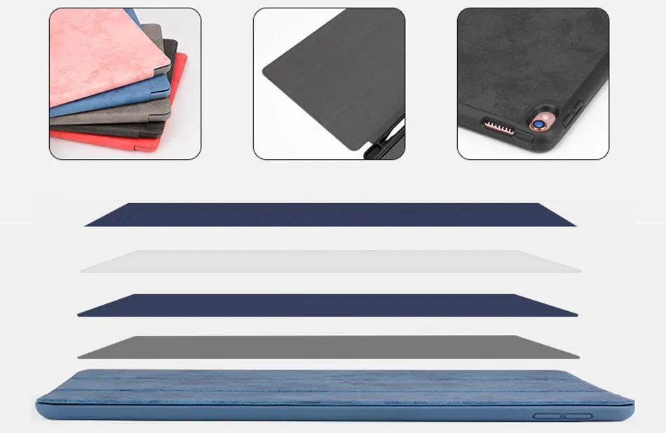 Tablets Case For iPad 5 6 8 9.7 Inch PU Leather Smart Tri-folded Protective Cover Soft Silicone Bag Edge For iPad 9.7 2018 Case-9