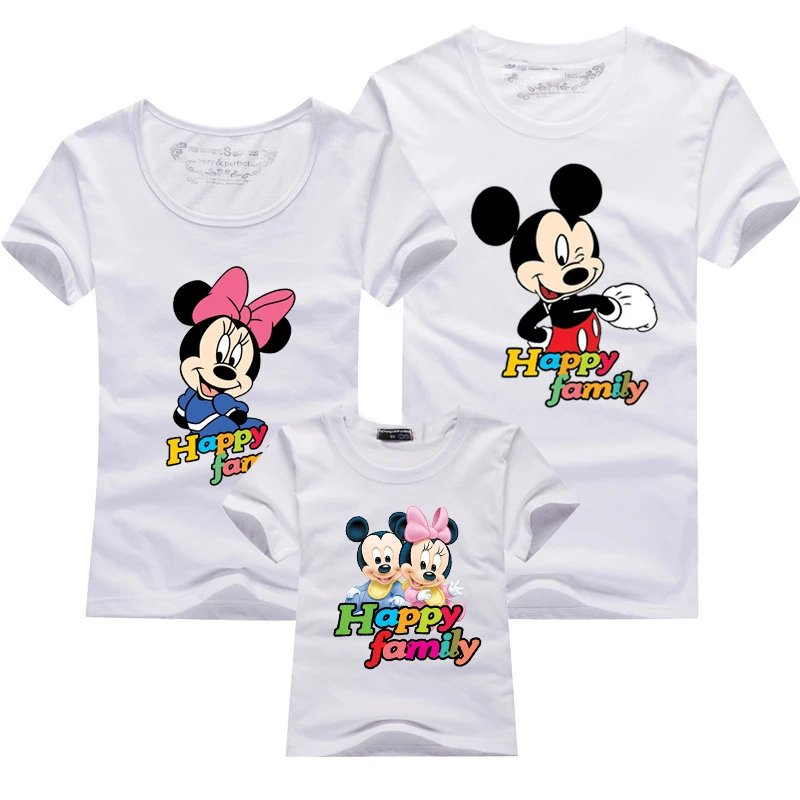

family matching clothes mommy and me Mickey Mouse Cartoon Short-sleeved clothes Cotton Kids Girls Boys Clothing Children T-shirt