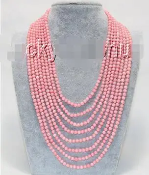 

Free Shipping>> new hot 16"-23" 8row 5.5mm round pink coral beads necklace 925s clasp j9309