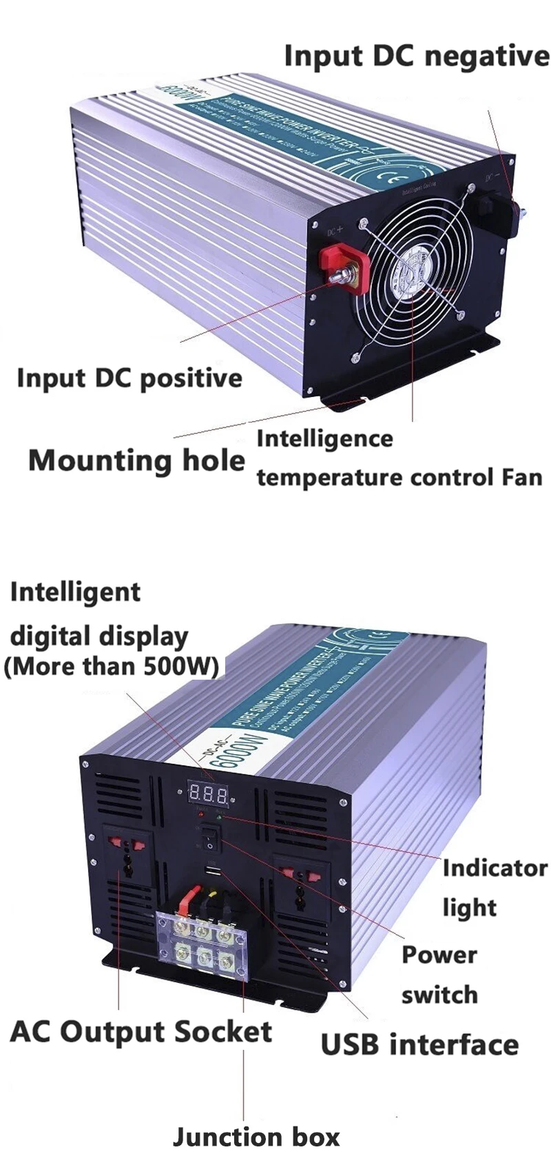 Высокого Поу 5000 Вт чистый синусоидальный инвертор, DC12V/24 В/48 В к AC110V/220 В, решетки солнечных инвертор, преобразователь напряжения работать с Батарея