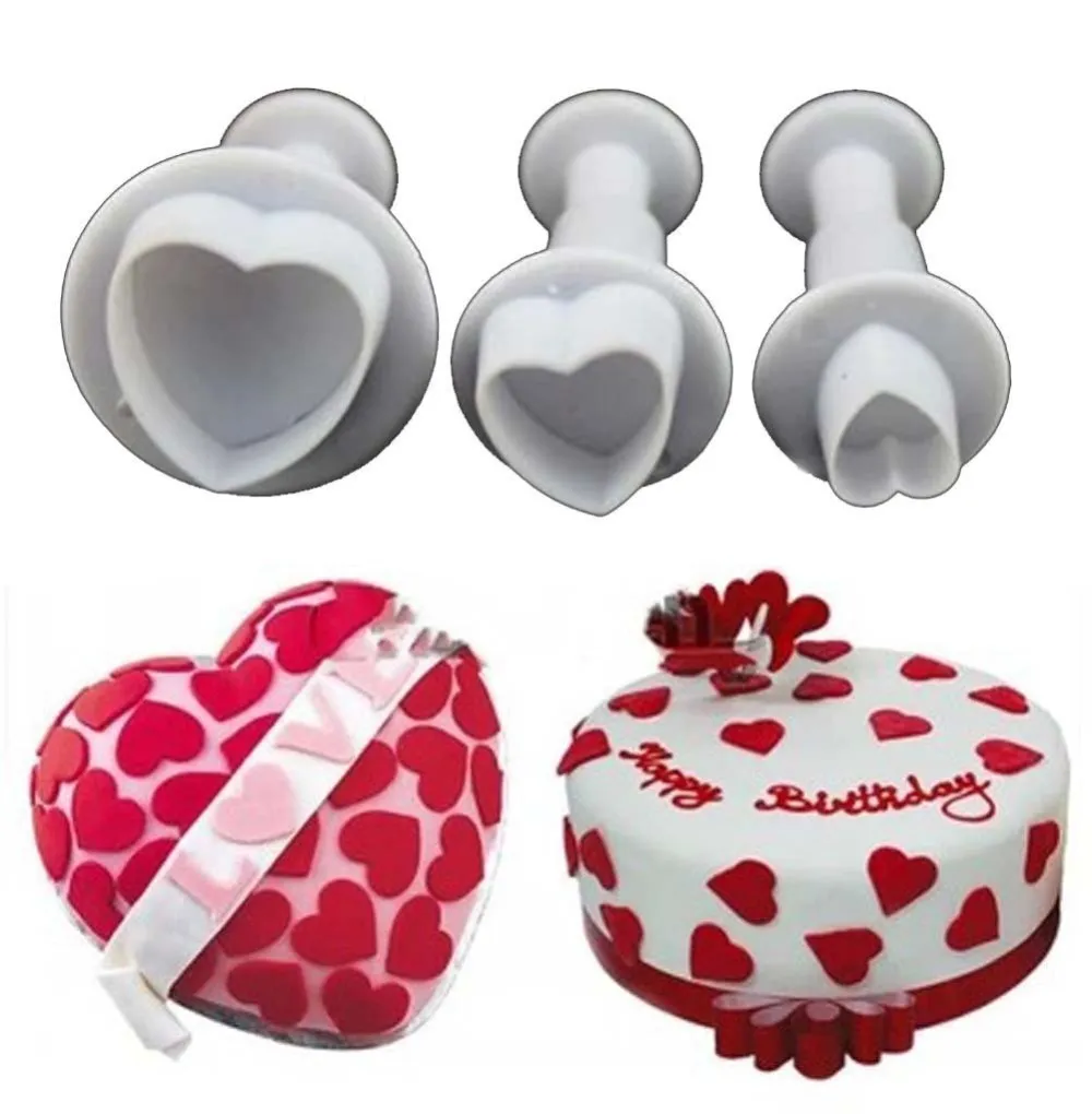 3pcs/set Cake Biscuit Cookies Decorating Round Shape Fondant Plunger Cutter Mold 