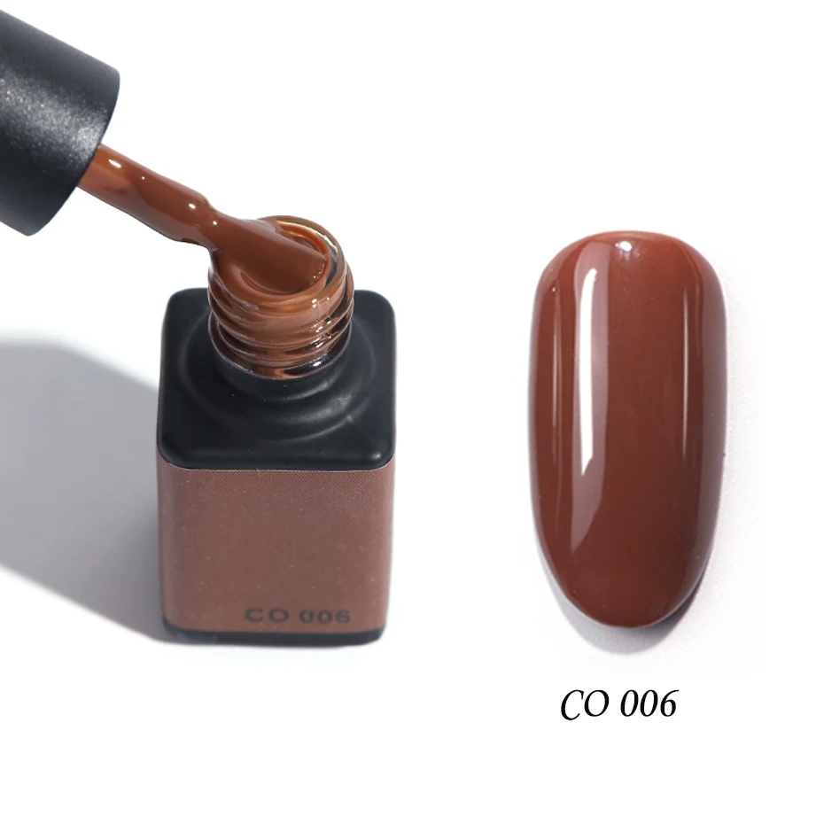 6ml UV Nail Gel Varnish Cafe Series Lacquer Pure Color Caramel Brown Soak Off Polish Glue Top Coat Manicure Decor Tool LACO01-06 - Цвет: CO 006