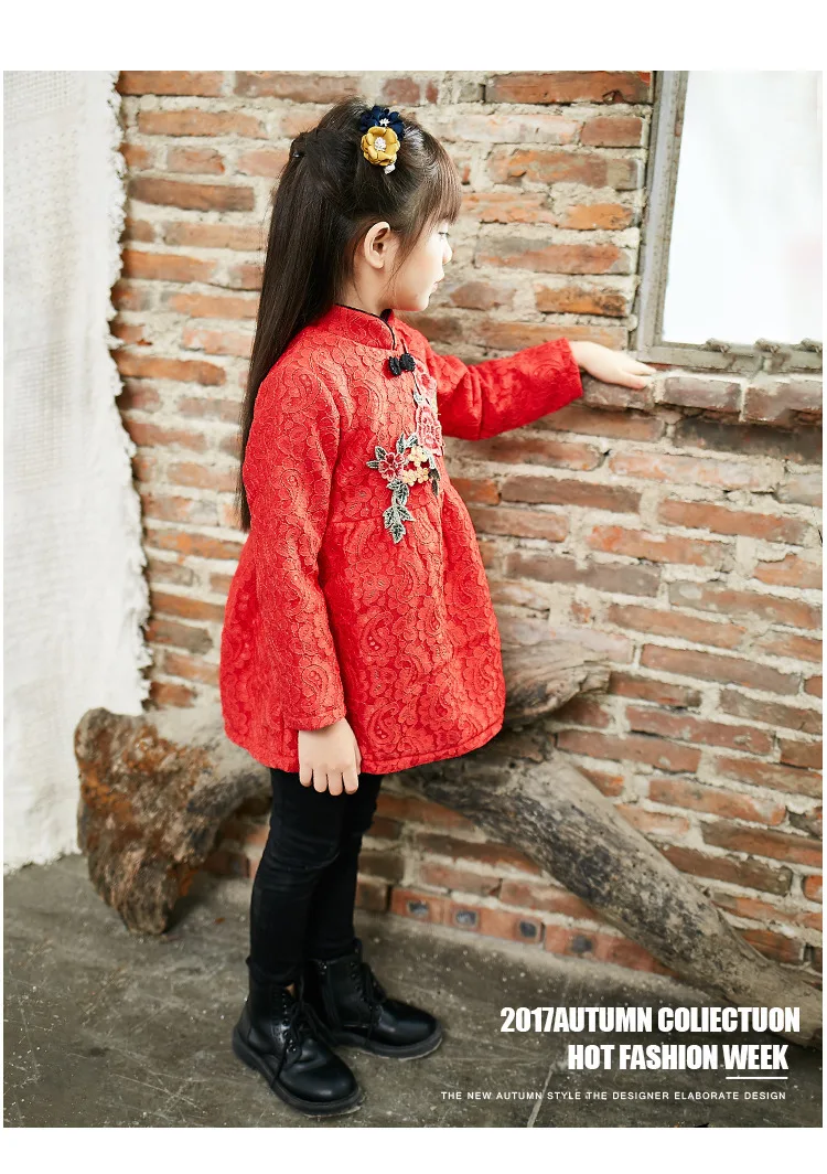 Китайский национальный ветер Тан девочка двухслойный плюс кашемир детское платье Чонсам костюмы От 1 до 7 лет