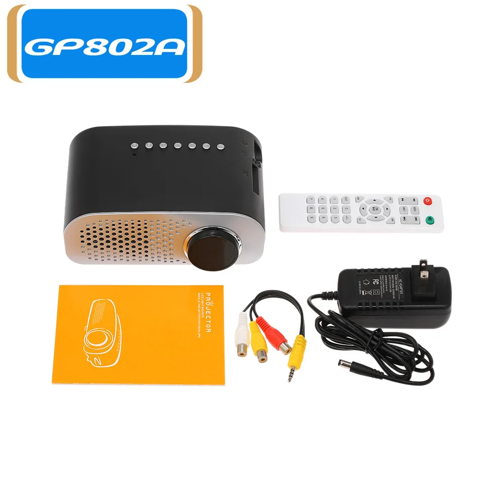 Портативный мини видеопроектор GP802A HD светодиодный проектор со встроенным