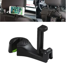 2 in 1 Car Headrest Hook with Phone Holder Seat Back Hanger for Bag Handbag Purse Grocery Cloth Foldble Clips Organizer 3.0