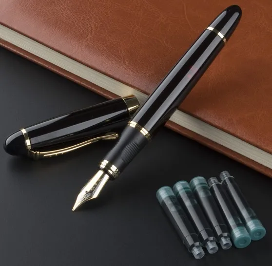 JINHAO X450 черный/золотой 0,7 мм 18KGP широкий наконечник ручка JINHAO 450 бизнес и 5 шт. чернила 15 Выборочные цвета - Цвет: 08