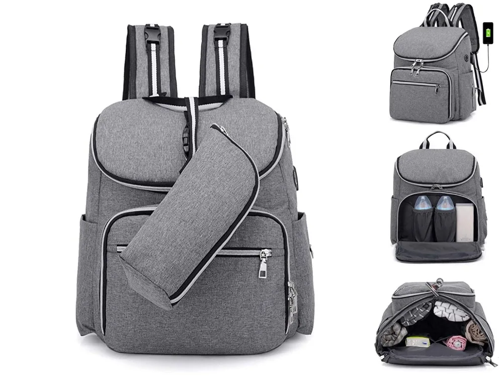 

Baby Diaper Backpack Wide Open Designed,Large Capacity Waterproof Mommy Nappy Bag for Women,Travel Organizer with Stroller Strap