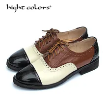 Большие размеры 34-44; Новинка года; сезон весна-осень; разноцветные женские туфли-оксфорды на шнуровке из натуральной кожи; 402