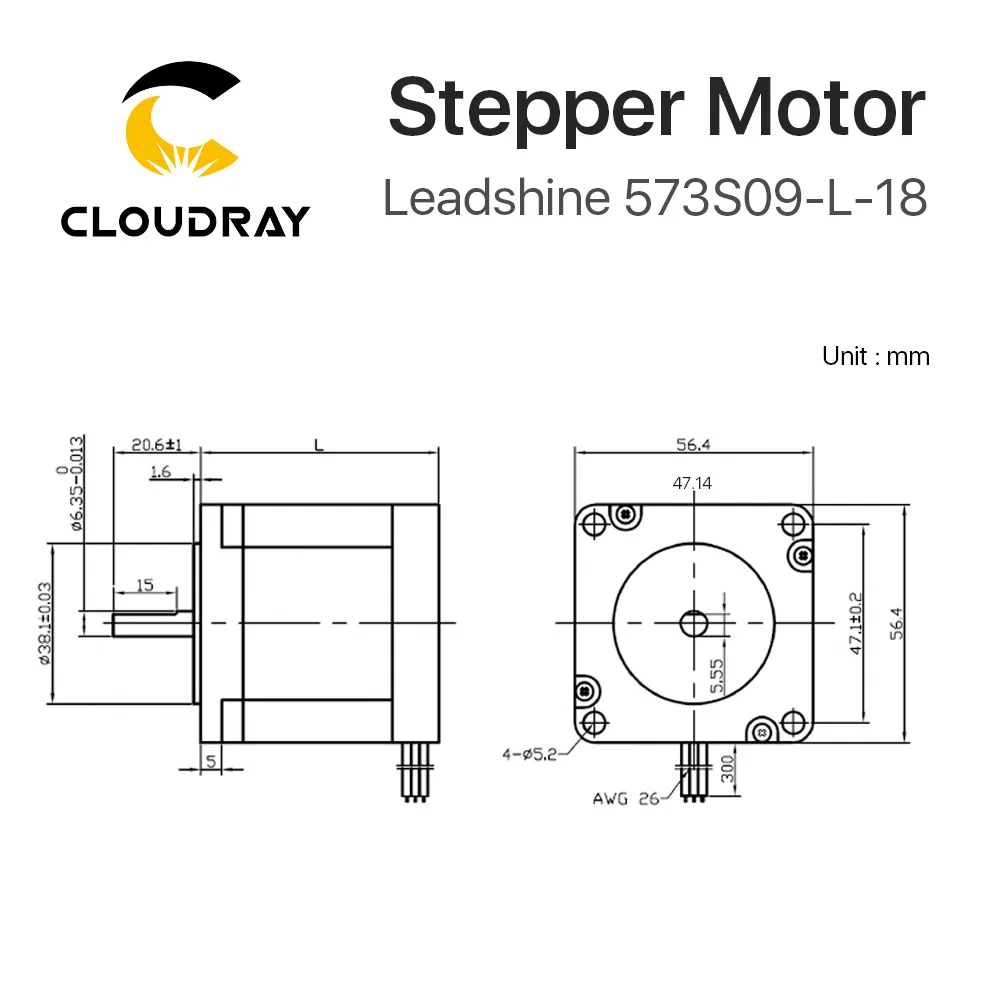 cloudray leadshine fase motor deslizante para comprimento eixo 04
