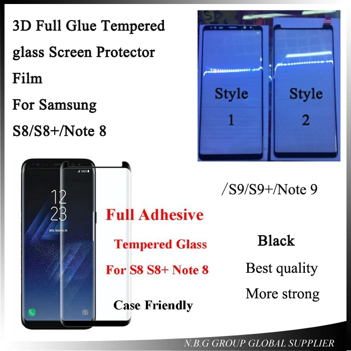 10 шт./лот полностью клейкое закаленное стекло Защита экрана для Samsung S8 S8Plus S9 S9plus Note