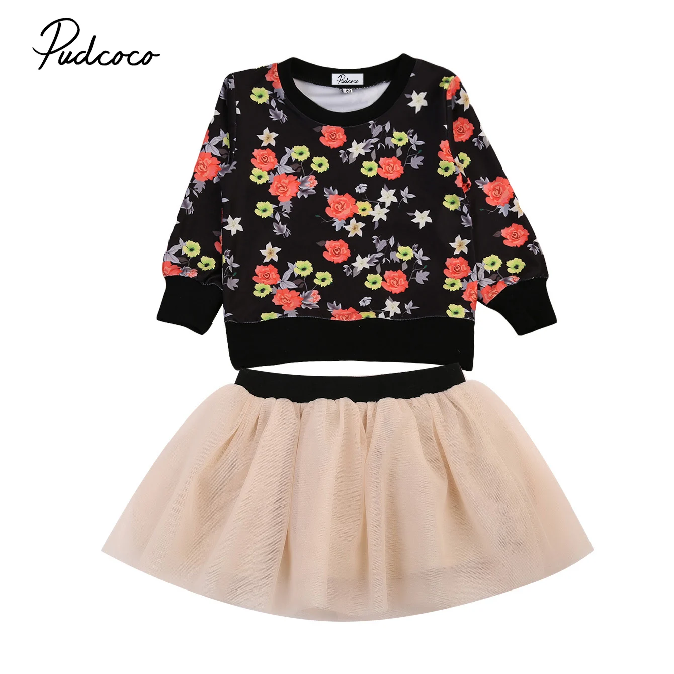 

Cute Kids Baby Girls Clothes Long Sleeve Floral Sweatshirt T-shirt Tops+Tutu Skirts 2pcs Autumn Outfits Winter Clothes Set
