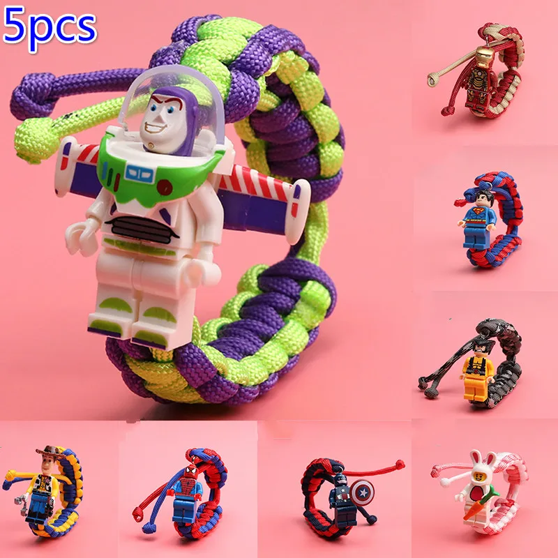 

5pcs Toy Story 4 Buzz Lightyear Bracelet Avengers Endgame Iron Man Captain America Building Block Bracelet Actiefiguren