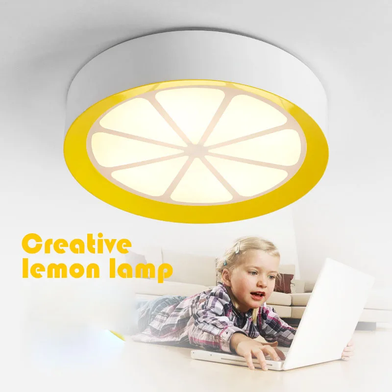 

Cute Lemon shape Round Dia 40/50cm Acrylic LED ceiling lamp dimmable with remote control for bedroom dinning room children light