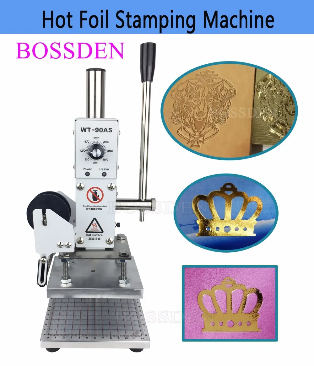 

BOSSDEN Logo Manual Hot Foil Stamping Machine Press Embossed Tool Leather PU Wood PVC Paper Brand Bronzing Tool heat stamper