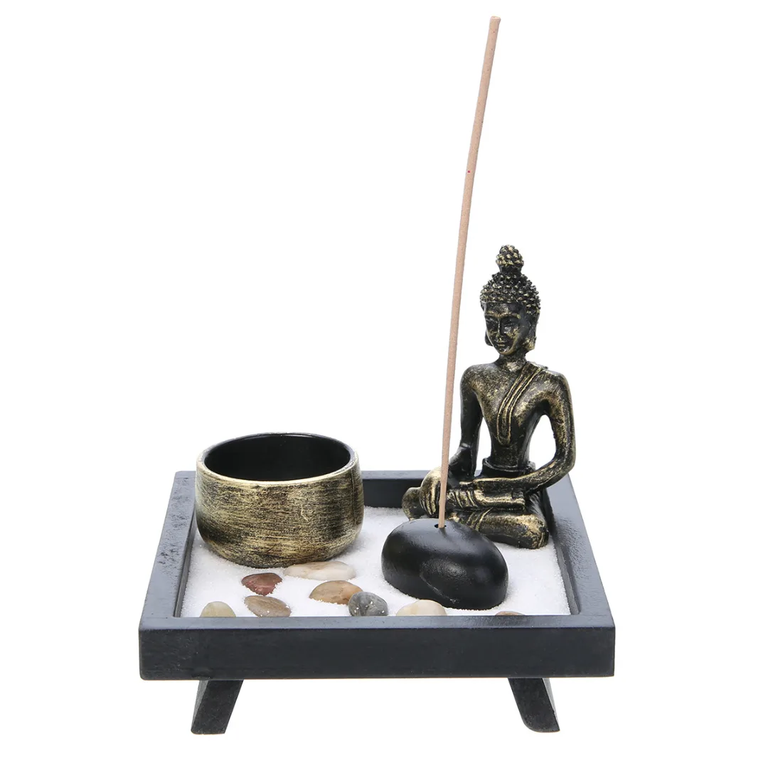 Zen Garden Sand Kit Relax Spiritural Meditation Decor Buddha Tealight Holder Garden Office Gift Home Decorations