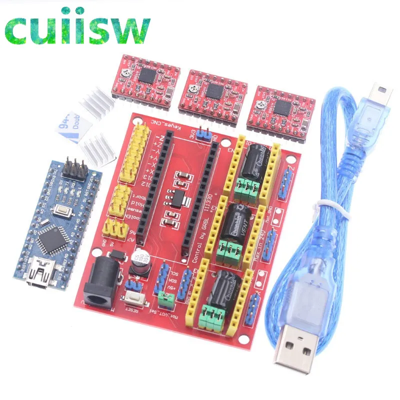 3DV4 CNC Щит V4+ Nano 3,0+ 3 шт A4988/DRV8825 Reprap шаговый набор драйверов - Цвет: A4988 KIT