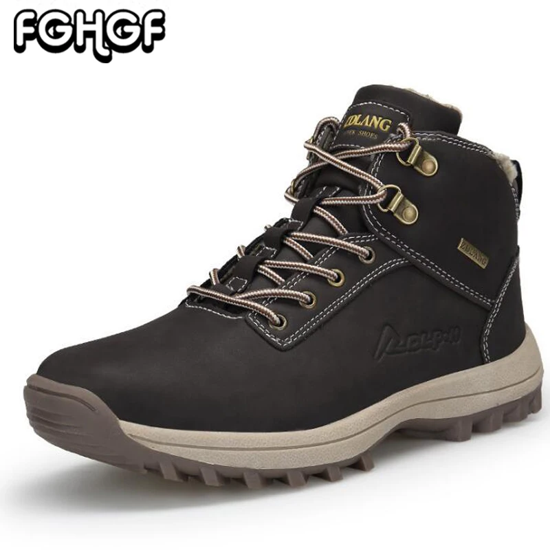 

Men Snow Boots Winter Waterproof Ankle Boots Quality Man Lace up Casual shoes Plush warm Martin boots Military Work booties Y144