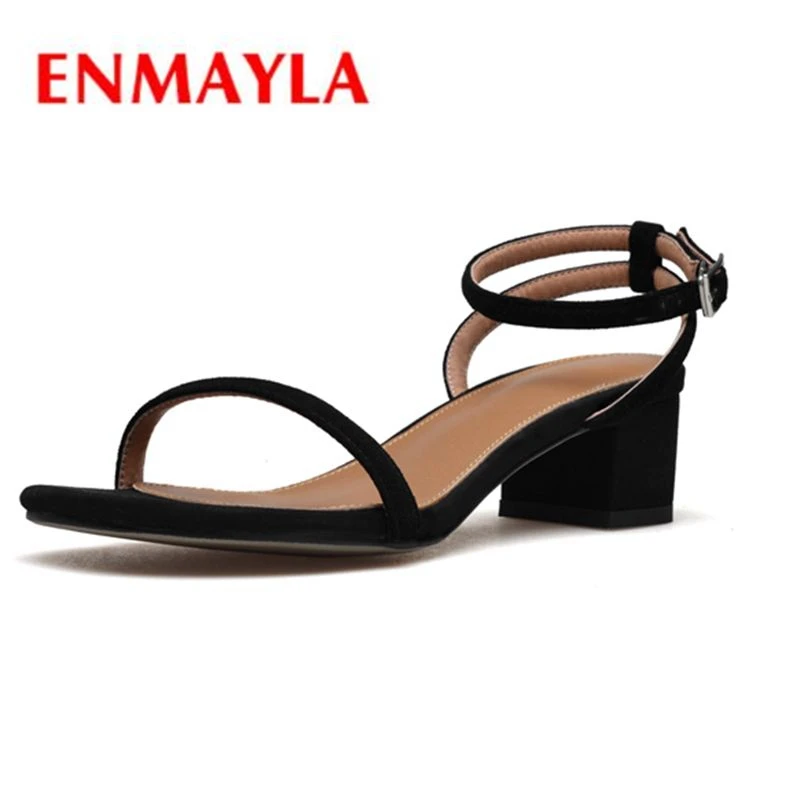 

ENMAYLA Ankle Strap Shoes Woman Summer Sandals Open Toe Buckle Strap Genuine Leather Shoes High Heels Sandal ZYL0503004