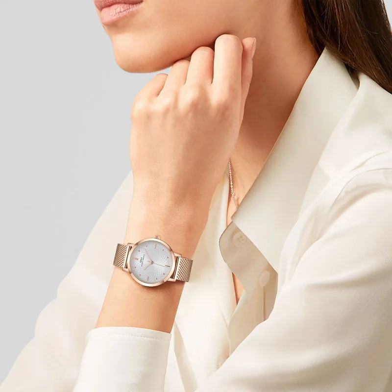 IBSO 8 мм ультратонкая сетка ремешок из нержавеющей стали женские кварцевые часы Мода Femme кварцевые женские часы Relogio Mascu