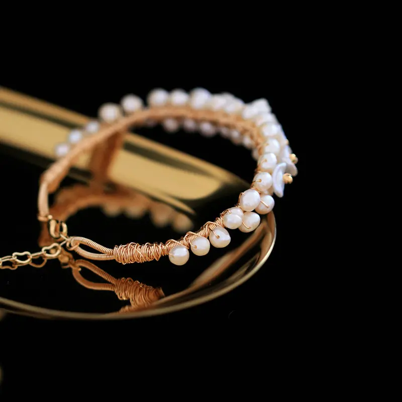 Ceny SINZRY nowe oryginalne ręcznie robione naturalna perła słodkowodna muszla kwiat sweety charm bransoletki elegancka biżuteria dla kobiet