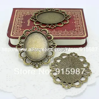 

Sweet Bell 8 pcs/lot New Vintage Bronze Oval Cameo Filigree Cabochon Settings 40*30mm Metal Photo Jewelry Making 6D1049
