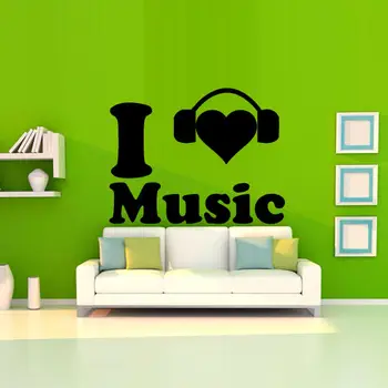

Wall Decal Love Inscription Sound Music Headphones Club Bedroom Play Plane Wall Sticker Pattern Single-piece Package Modern XLL