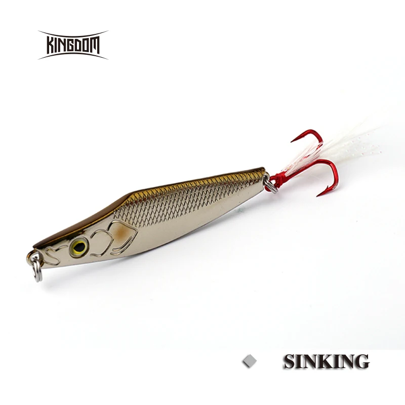 

Kingdom Jigging Metal Jig Meta Jigging Lures Fishing Bait Sinking Spoon Spinner Lure Strong Sharp Hooks Decoys Model 3014B