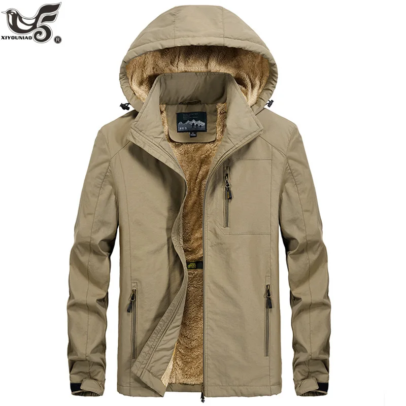XIYOUNIAO plus size M 5XL 6XL Fur Hooded Winter Jacket men Fashion Warm Wool Liner Man