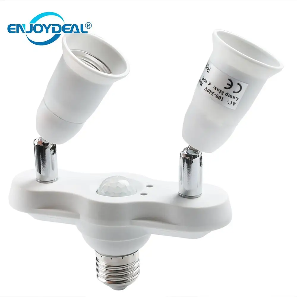 

2in1 E27 Infrared Motion Sensor Light Pop Socket Set Adapter Converter Splitter Light Holder Lamp Base Holder for LED Bulb