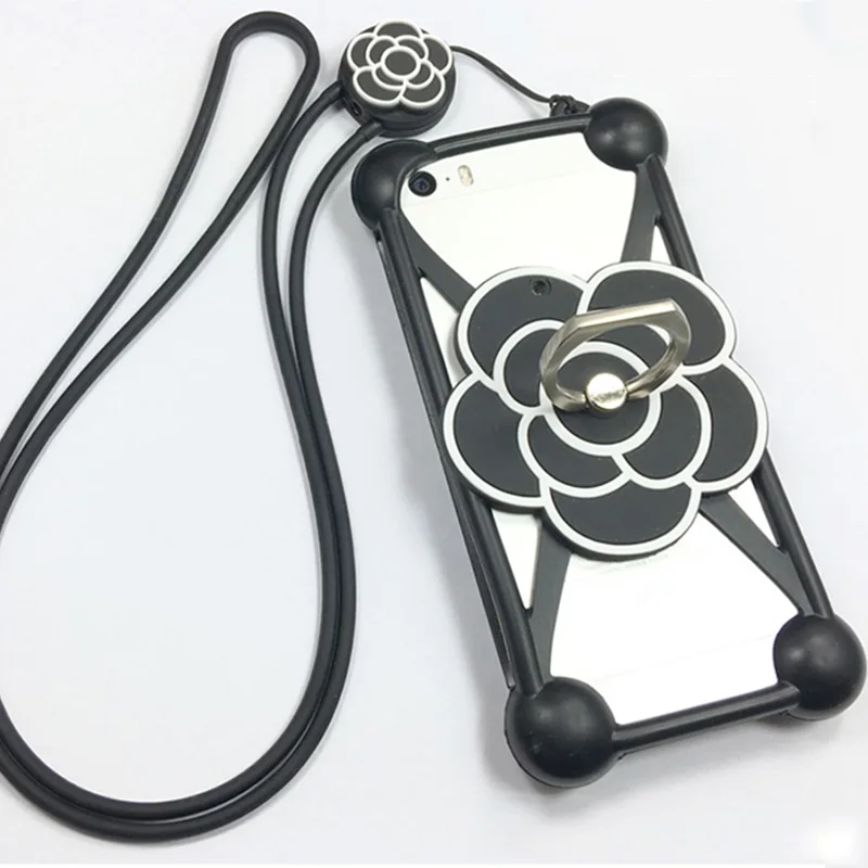 

2019 New Arrival Soft Silicone 4-6 inch universal Case For Iphone Samsung xiaomi huawei HTC etc. cover with phone Ring Lanyard