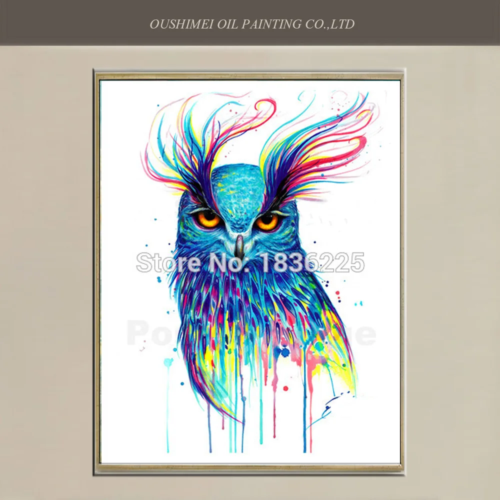 

Canvas Bird Abstract Owl Oil Painting For Wall Decoration Hand Painted Beautiful Modern Wall Decorative Animal Painting