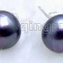 Распродажа, женские туфли-лодочки больших 12-13 мм натуральный пресноводный высокое качество жемчужные серьги серебро S925 Stud-ear256 оптом/в розницу