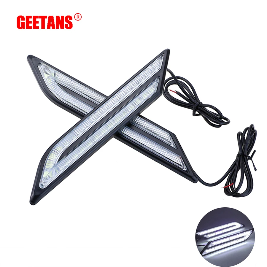 

GEETANS 2Pcs/Set LED Xenon White DRL Lamp Vehicle / Car Daytime Running Light With Installation Bracket Warning Security Lamp H