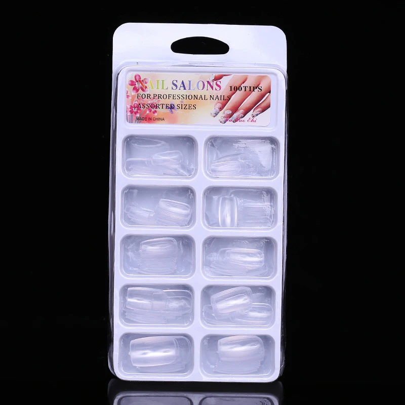 New Hot 100pcs Natural Transparent Color French False Nail Tips Artificial 10 Sizes Fake Nails Art Acrylic for Extension | Красота и