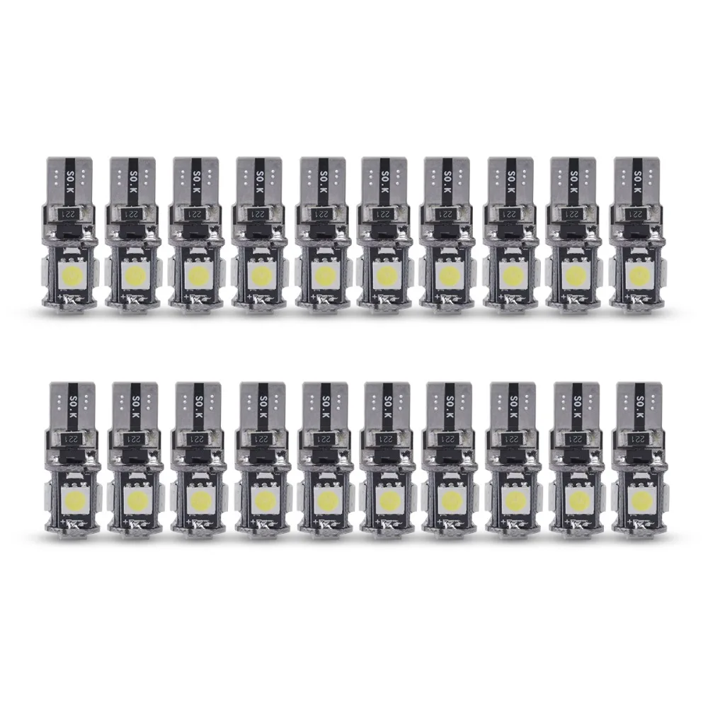100pcs car light source 194 168 T10 canbus LED 5smd 5050 5 smd T10 W5W led canbus T10 canbus 5050 error free white lamp bulb источник света для авто eco fri led 10 t10 5050 smd 5 canbus w5w 194 168 2825