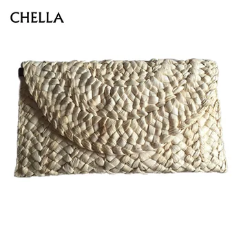 

Women Straw Clutch Bags Knitted Female Message Bag Braided New Fashion Ladies Handmade Hasp Beach Bag Summer Travel Tote SS0377