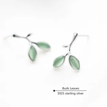 

Buds Leaves Stud Earrings For Women Natural Smoky Quartz S925 Sterling Silver Fine Jewelry Temperament Bride Wedding Aretes